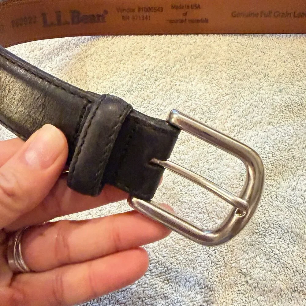 L.L. Bean Genuine Black Leather Belt 40 1